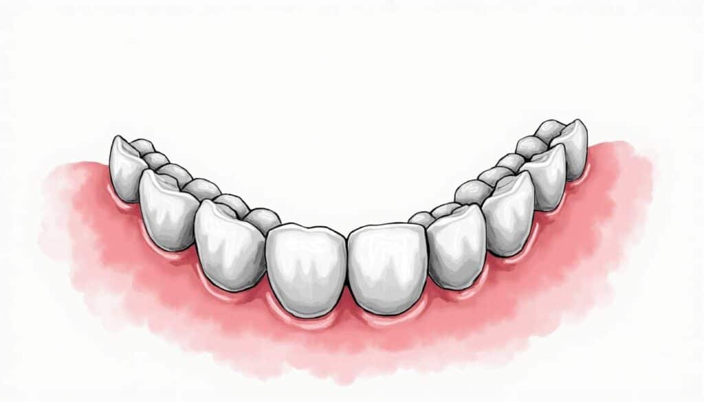 An abstract representation of a clear aligner transforming a set of misaligned teeth into a straight